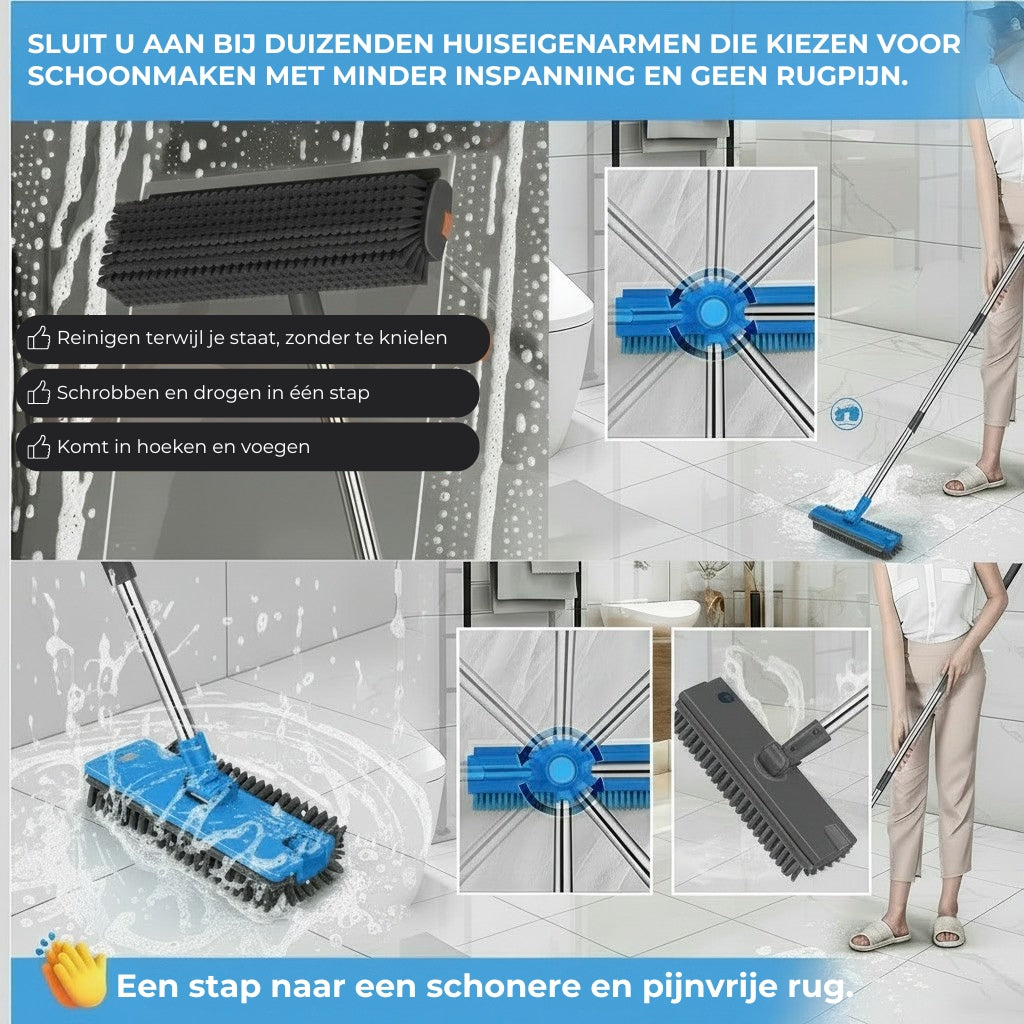 Geen-Dode-Hoeken Vloerborstel met Telescopische Steel