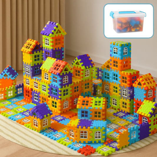 BlocksyTown™ – Magnetische bouwset met 320 onderdelen, inclusief ramen en deuren