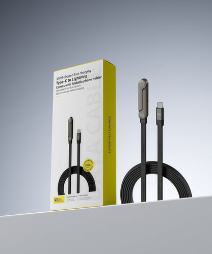 Ergonomische 2-in-1 snellaadkabel en telefoonstandaard