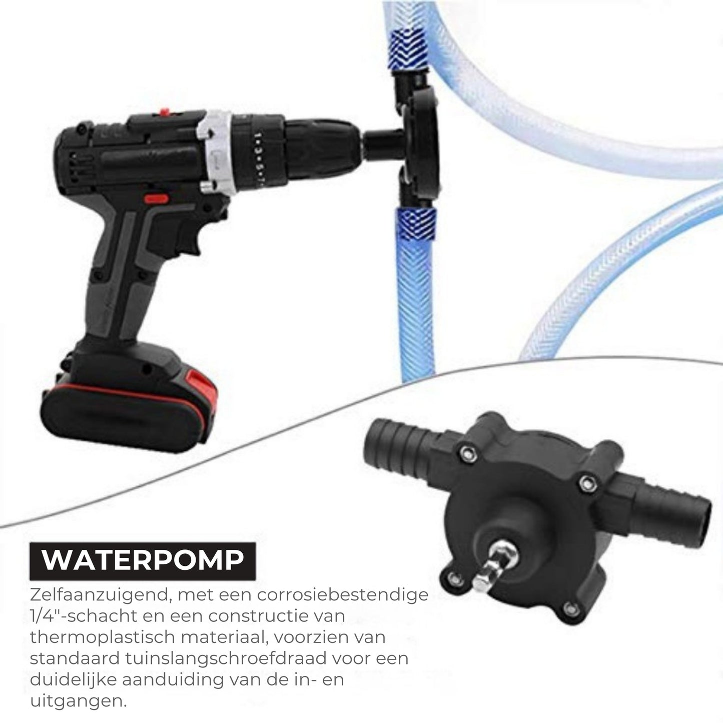 Boormachine aangedreven watermomp