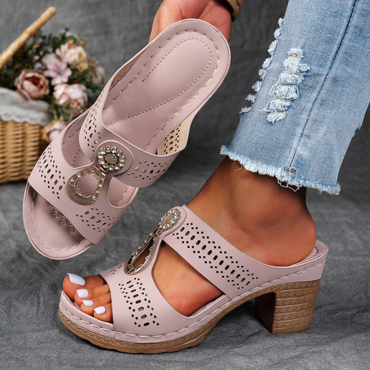 Orthopedische Open Teen Hakken met Strass steentjes
