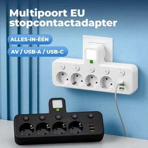 Multipoort EU stopcontactadapter