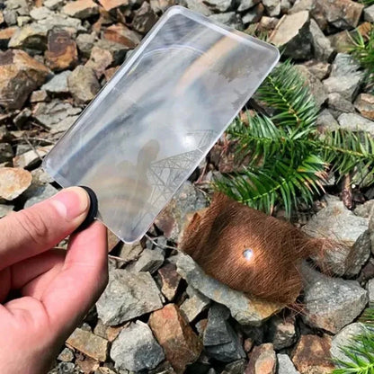 Vuurstarter Lens – Fresnel-lens in zakformaat voor outdoor survival en kamperen