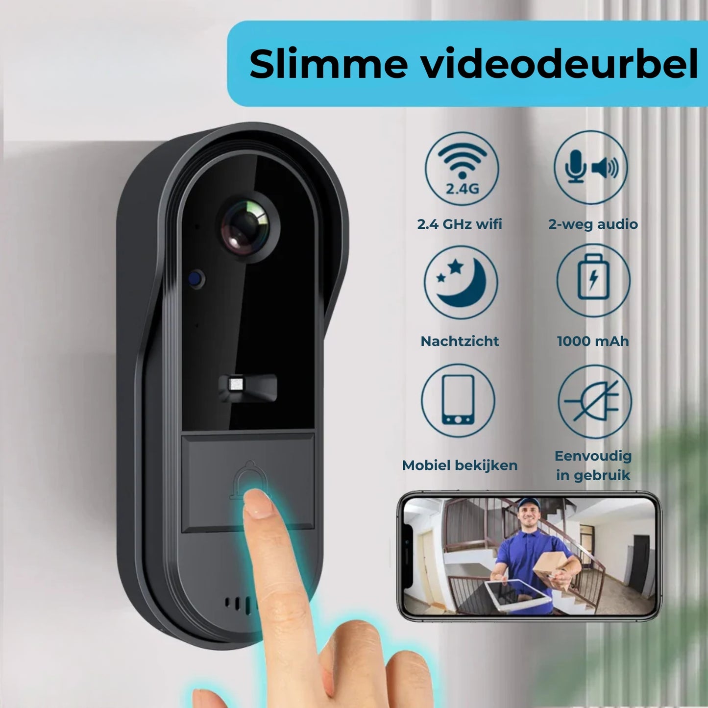 Draadloze beveiligingscamera-deurbel