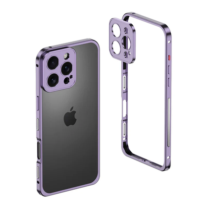 Metalen Bumper iPhone Hoesje met Camera Lens Bescherming en Transparante Achterkant