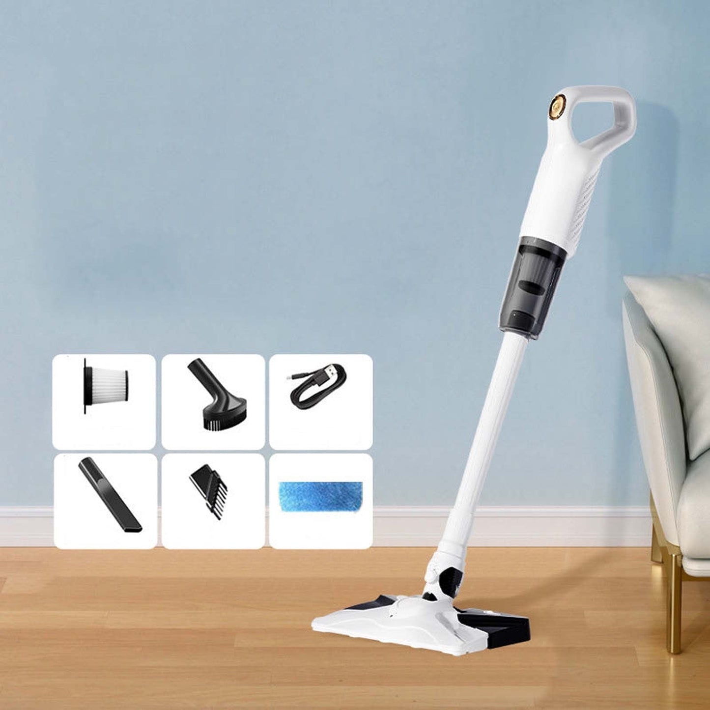 Draadloze 3-in-1 stofzuiger – Zuigen, dweilen en steriliseren met UV