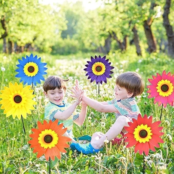 Kleurrijke zonnebloemwindmolen - voor decoratie in de tuin🌻