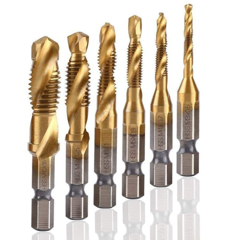 6-delige Boor- en Tapbitset met Titaniumcoating