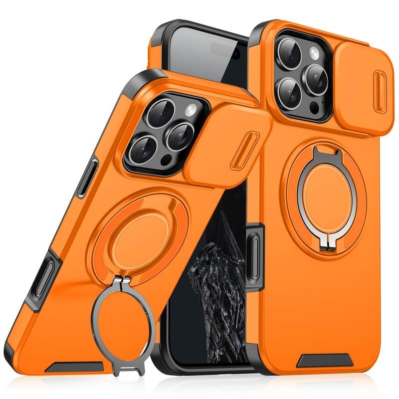 iPhone Hoesje met schuifbaar cameradeksel en draaibare ringstandaard