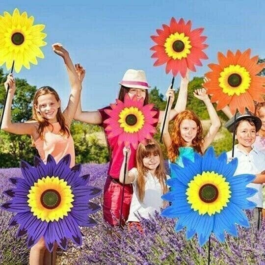 Kleurrijke zonnebloemwindmolen - voor decoratie in de tuin🌻