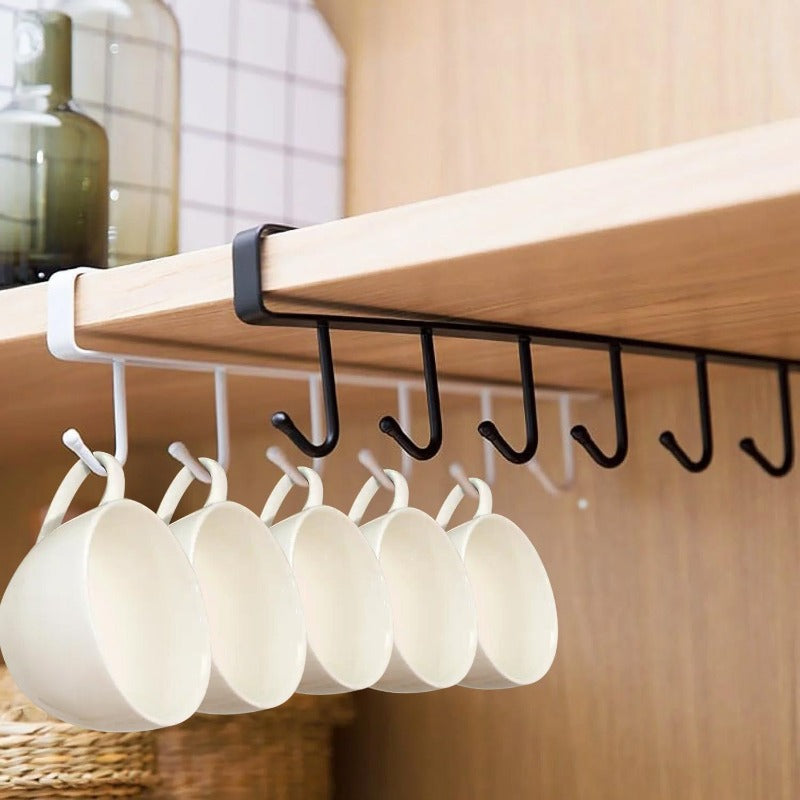 Ruimtebesparende opberghouder met 6 haken