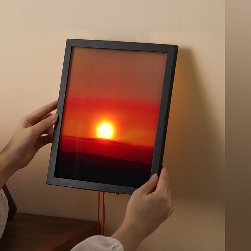 Creatief handgetrokken LED zonsondergang fotolijst