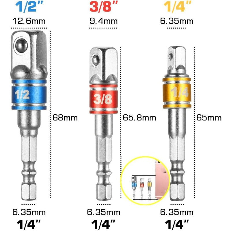 Set boor- en dopsleuteladapters