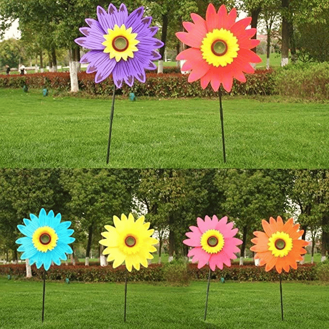 Kleurrijke zonnebloemwindmolen - voor decoratie in de tuin🌻