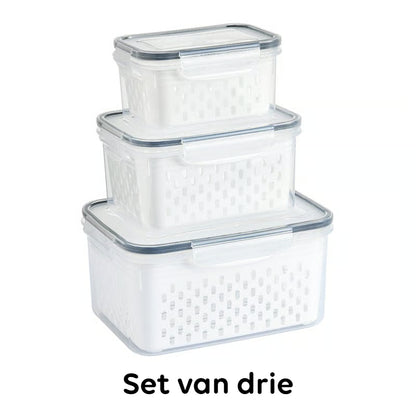 Voedselbewaarbakjes voor Koelkast met Uitneembaar Vergiet