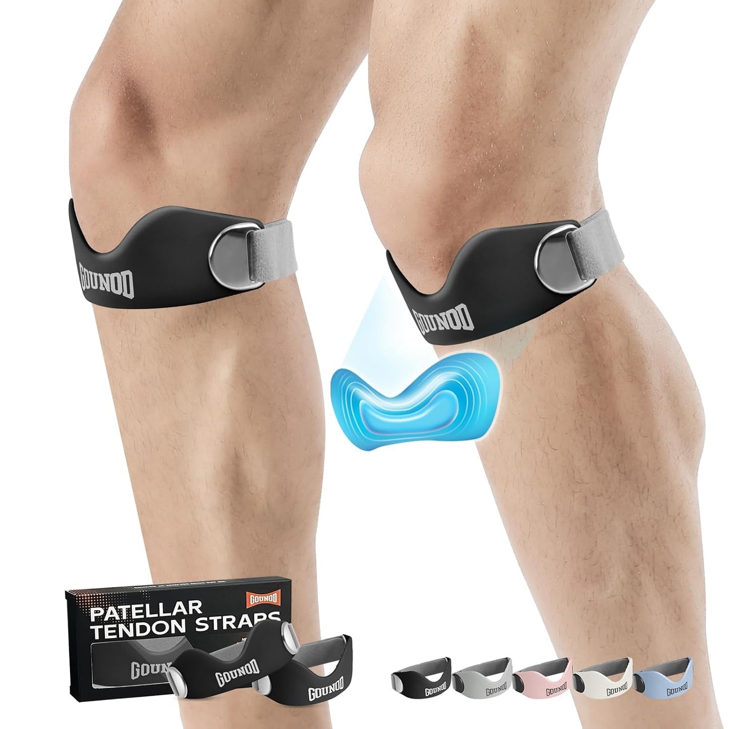 Patella-steunband voor kniepijn en peesontsteking (2 banden inbegrepen)