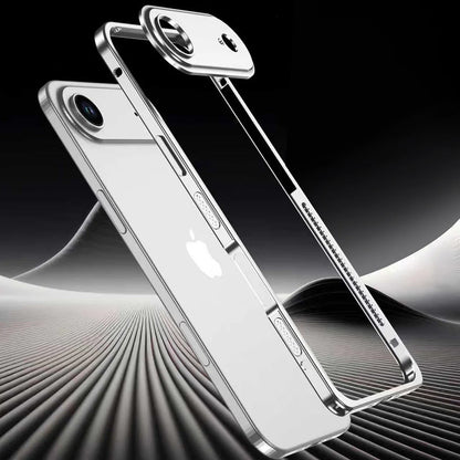 Metalen Bumper iPhone Hoesje met Camera Lens Bescherming en Transparante Achterkant