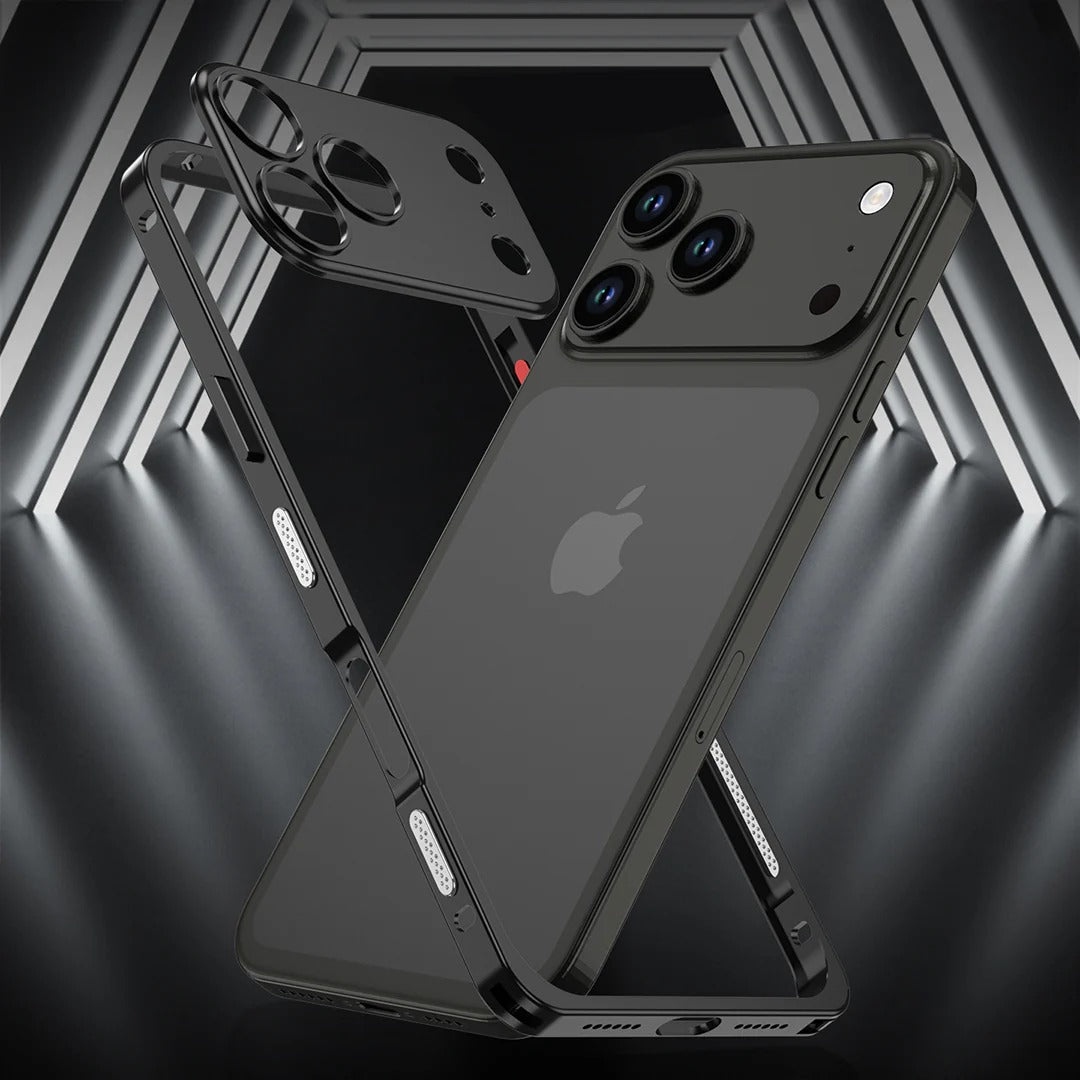 Metalen Bumper iPhone Hoesje met Camera Lens Bescherming en Transparante Achterkant