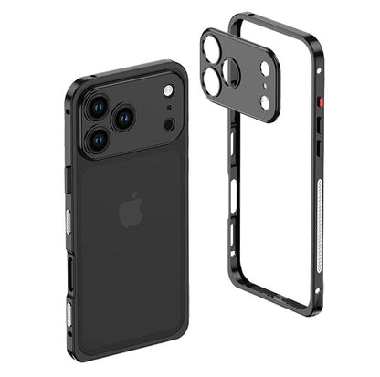Metalen Bumper iPhone Hoesje met Camera Lens Bescherming en Transparante Achterkant