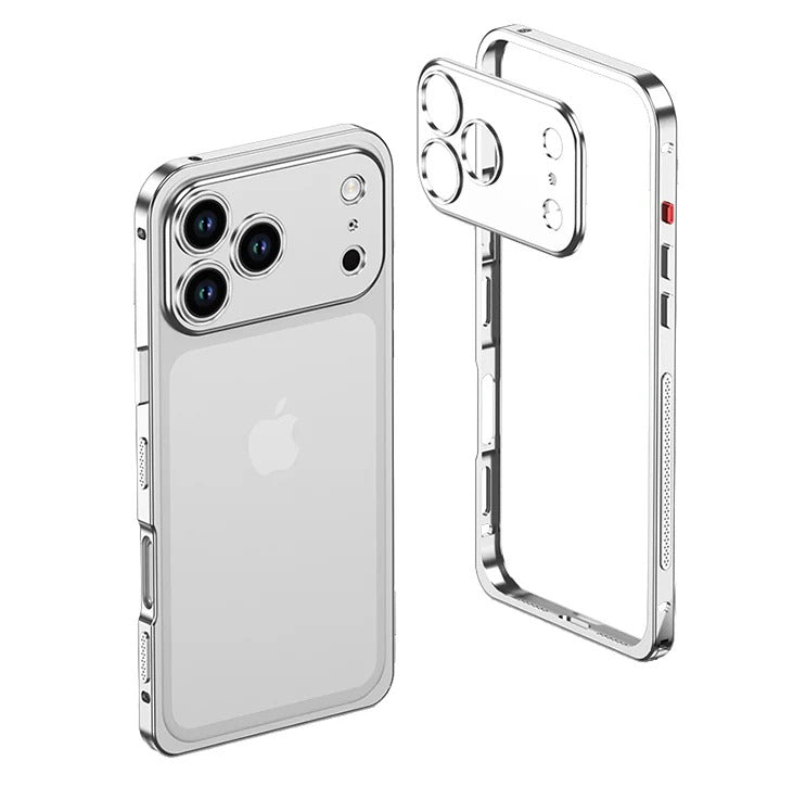 Metalen Bumper iPhone Hoesje met Camera Lens Bescherming en Transparante Achterkant
