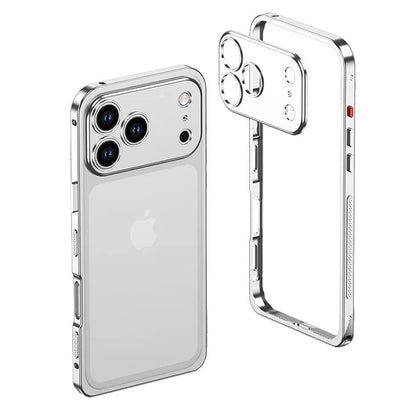 Metalen Bumper iPhone Hoesje met Camera Lens Bescherming en Transparante Achterkant