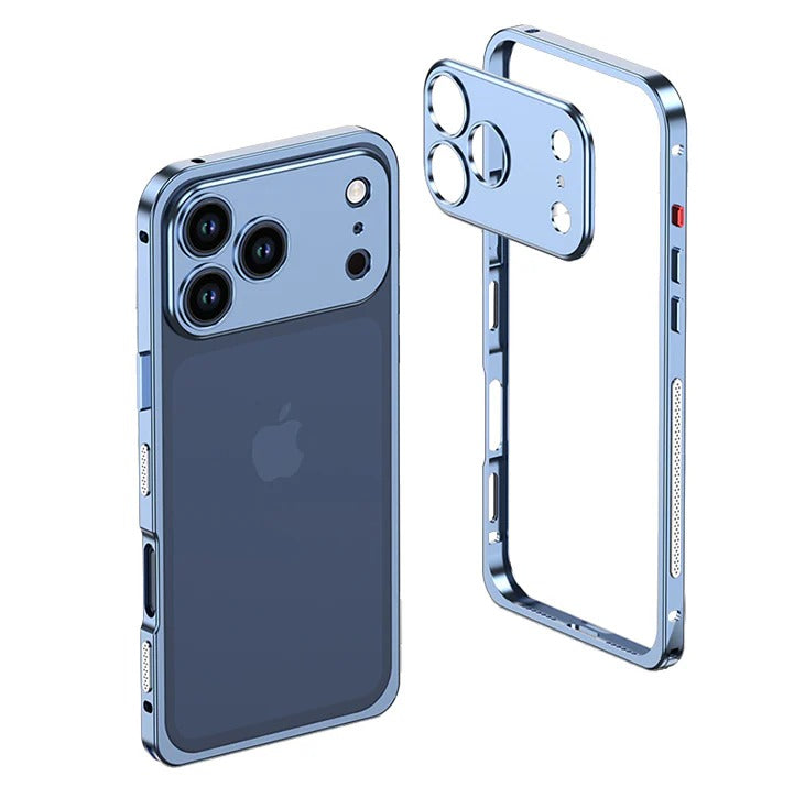 Metalen Bumper iPhone Hoesje met Camera Lens Bescherming en Transparante Achterkant