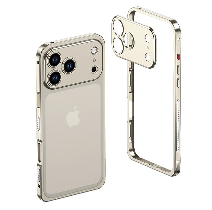 Metalen Bumper iPhone Hoesje met Camera Lens Bescherming en Transparante Achterkant