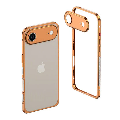 Metalen Bumper iPhone Hoesje met Camera Lens Bescherming en Transparante Achterkant