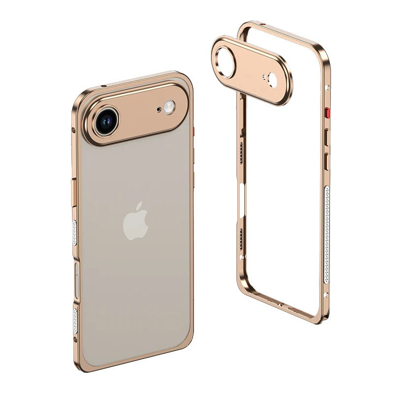 Metalen Bumper iPhone Hoesje met Camera Lens Bescherming en Transparante Achterkant