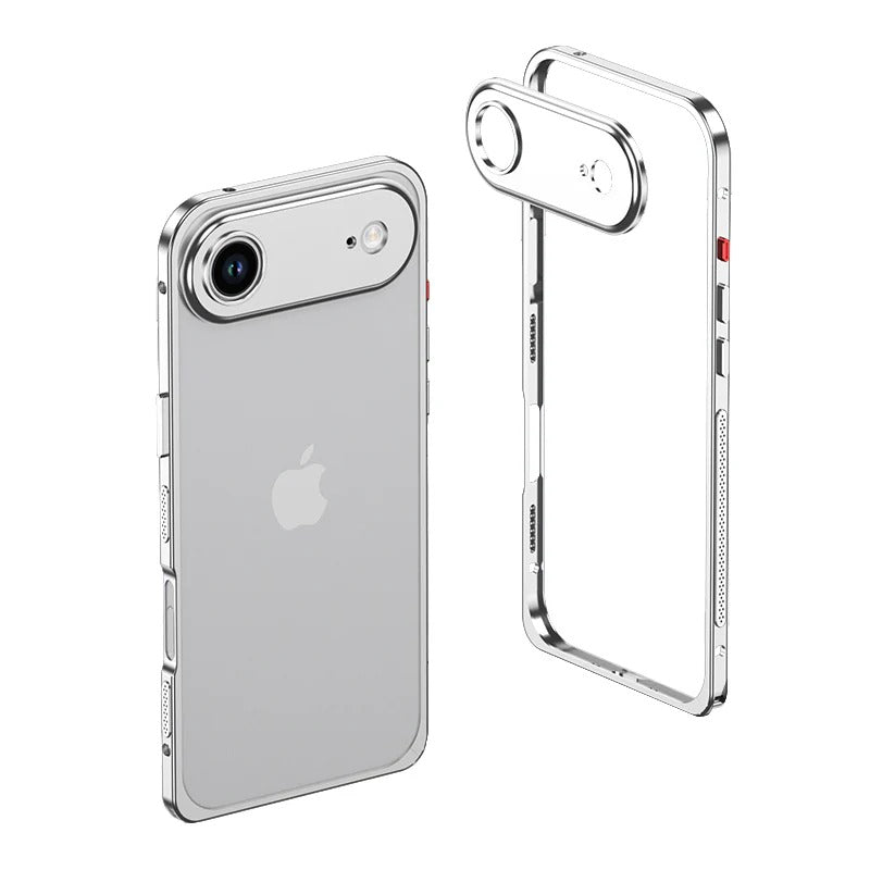 Metalen Bumper iPhone Hoesje met Camera Lens Bescherming en Transparante Achterkant