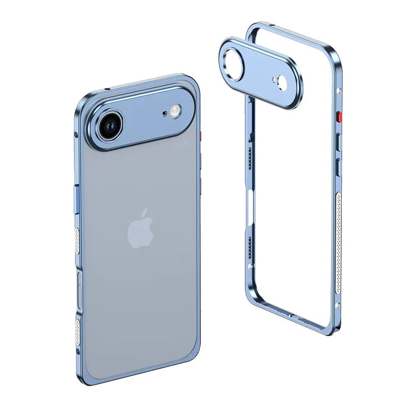 Metalen Bumper iPhone Hoesje met Camera Lens Bescherming en Transparante Achterkant