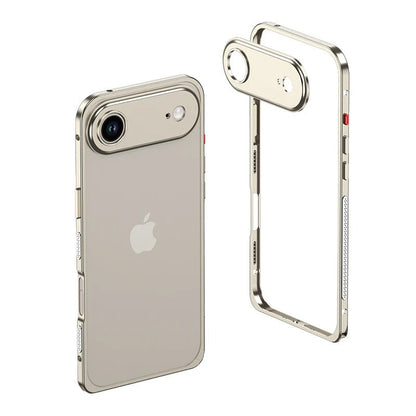 Metalen Bumper iPhone Hoesje met Camera Lens Bescherming en Transparante Achterkant