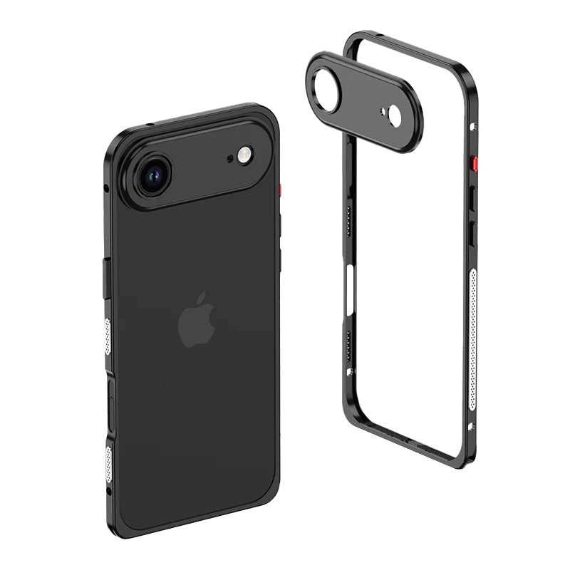 Metalen Bumper iPhone Hoesje met Camera Lens Bescherming en Transparante Achterkant