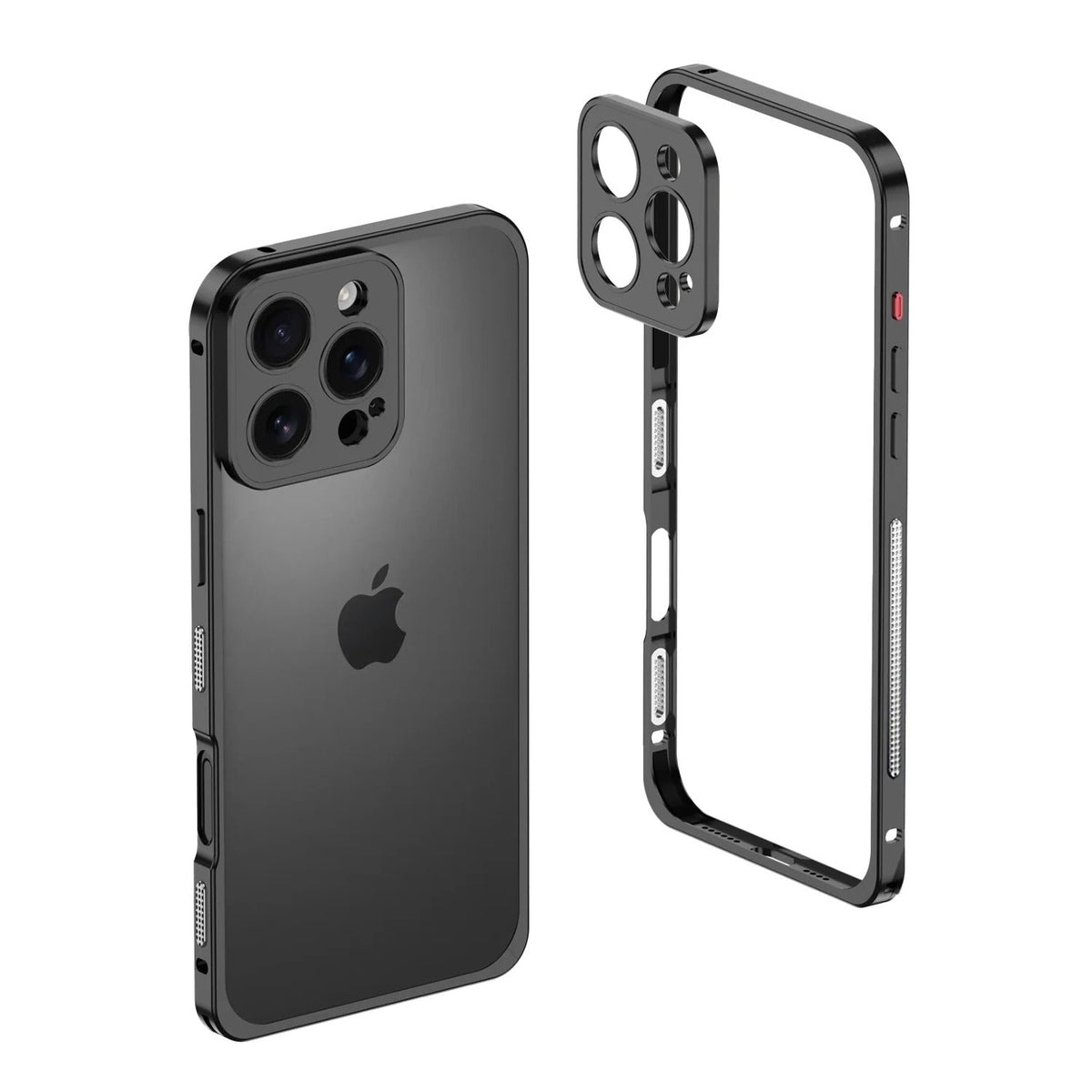 Metalen Bumper iPhone Hoesje met Camera Lens Bescherming en Transparante Achterkant
