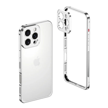 Metalen Bumper iPhone Hoesje met Camera Lens Bescherming en Transparante Achterkant