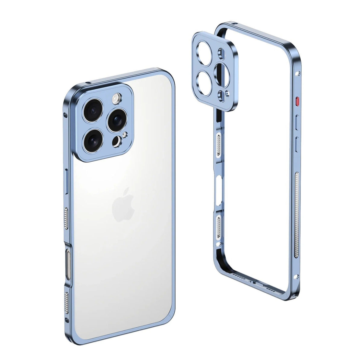 Metalen Bumper iPhone Hoesje met Camera Lens Bescherming en Transparante Achterkant
