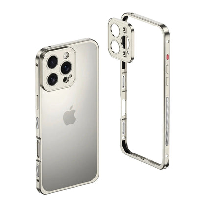 Metalen Bumper iPhone Hoesje met Camera Lens Bescherming en Transparante Achterkant