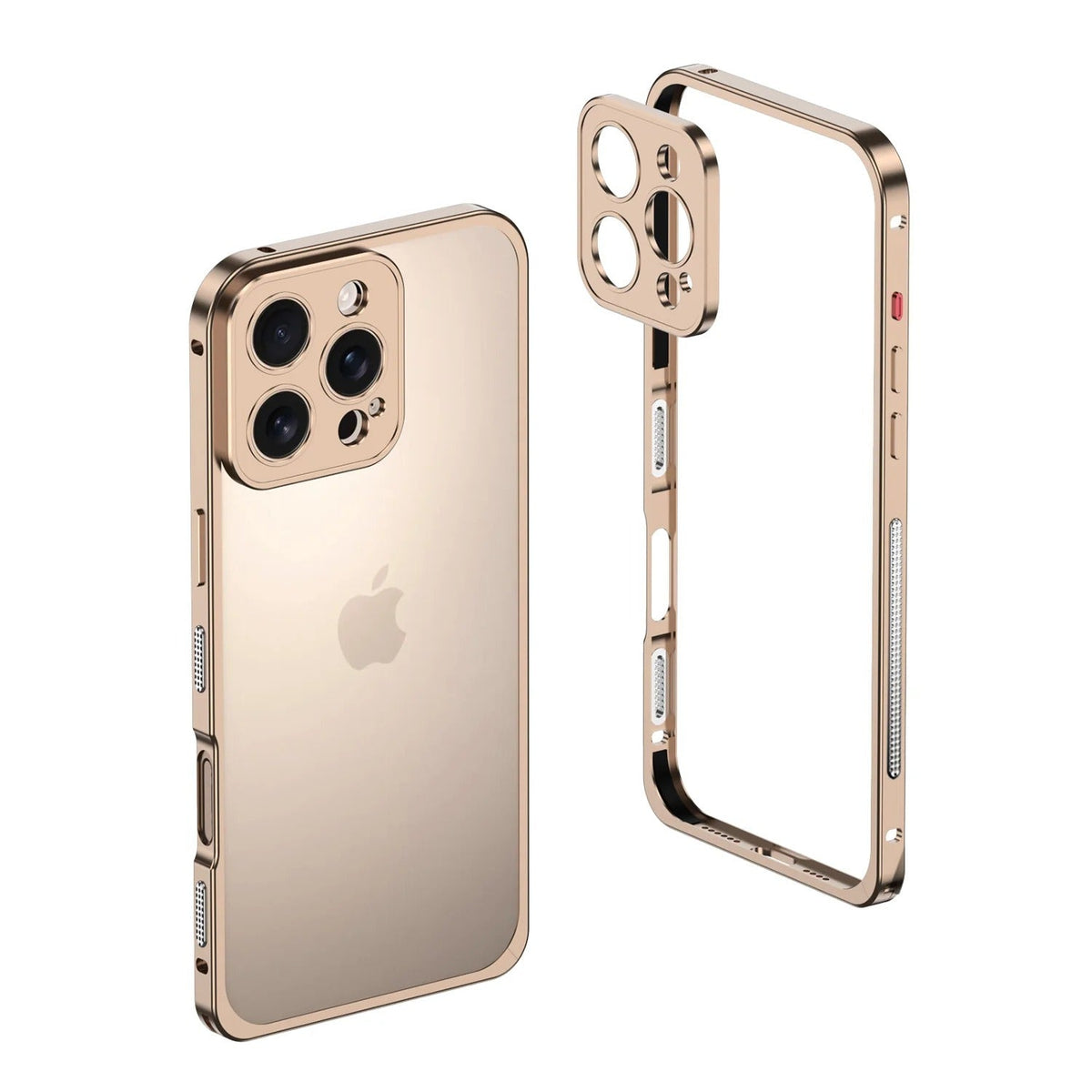 Metalen Bumper iPhone Hoesje met Camera Lens Bescherming en Transparante Achterkant