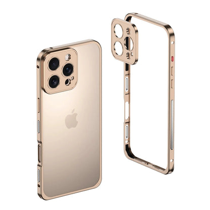 Metalen Bumper iPhone Hoesje met Camera Lens Bescherming en Transparante Achterkant