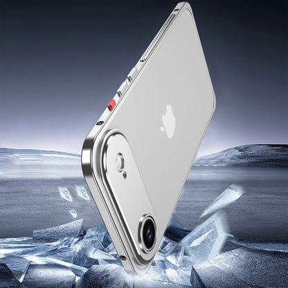 Metalen Bumper iPhone Hoesje met Camera Lens Bescherming en Transparante Achterkant