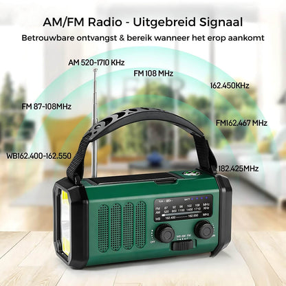 Noodradio, Zaklamp, Kompas, SOS Op Zonne-Energie