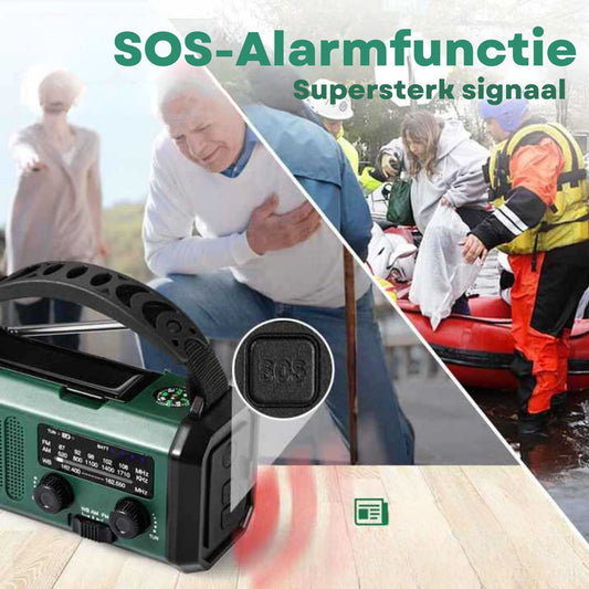Noodradio, Zaklamp, Kompas, SOS Op Zonne-Energie