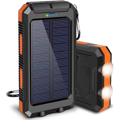 Energie-Bank Met Zonnepaneel, Licht & Kompass