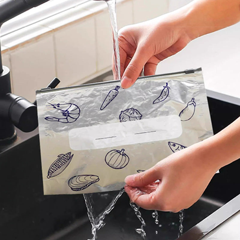 Herbruikbare Anti-Bacteriële Diepvrieszakjes Van Aluminiumfolie - 10 Stuks