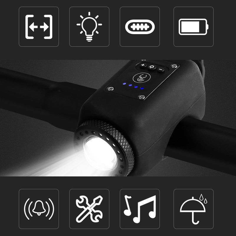 Waterdichte fietskoplamp voor buitengebruik met claxon