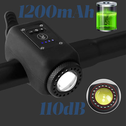 Waterdichte fietskoplamp voor buitengebruik met claxon