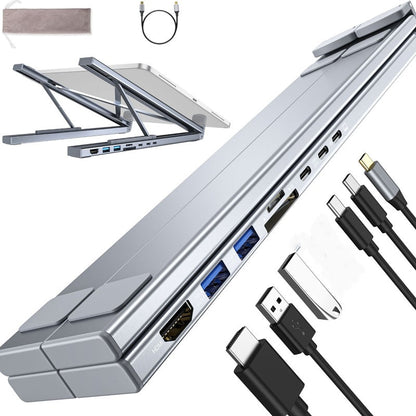 8-in-1 Laptop Dockingstation – verstelbare standaard, 4K HDMI & snelle gegevensoverdracht