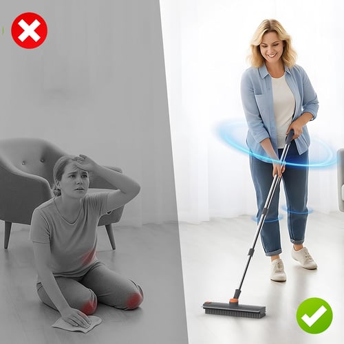 Geen-Dode-Hoeken Vloerborstel met Telescopische Steel